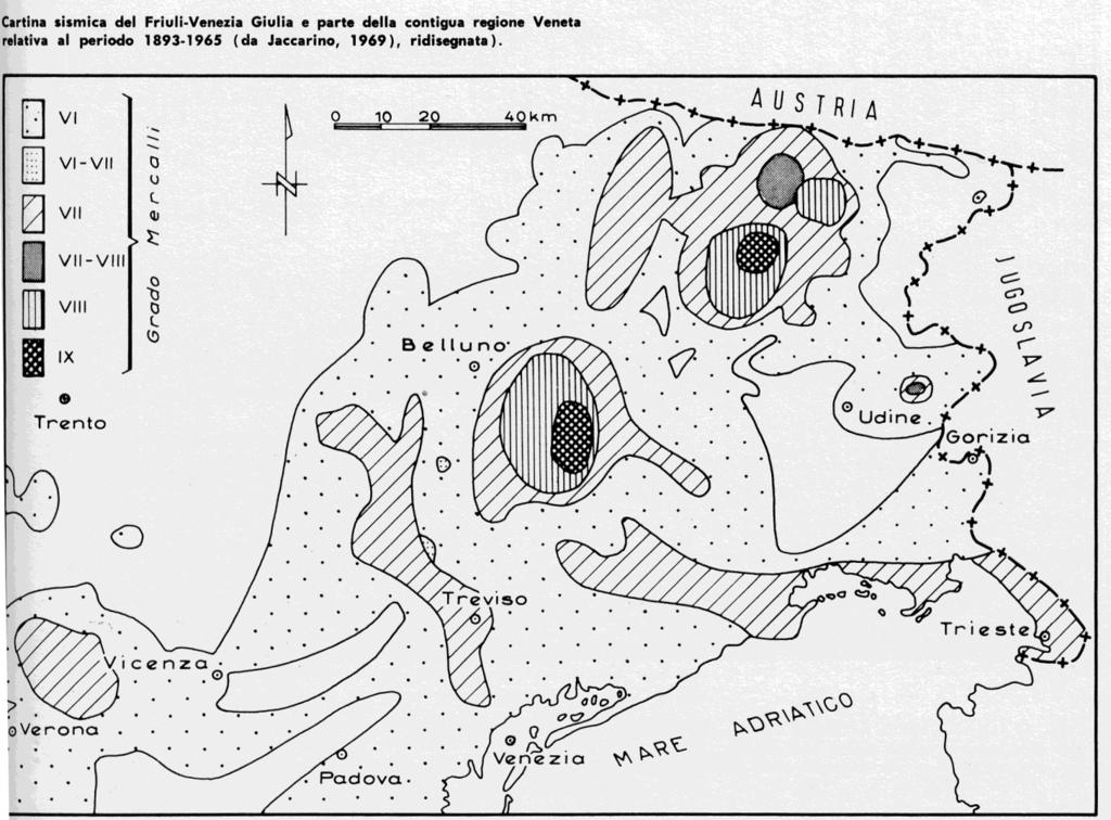 Sismicità Carta delle sismicità dell FVG del 1969: le zone più sismiche erano La Carnia,