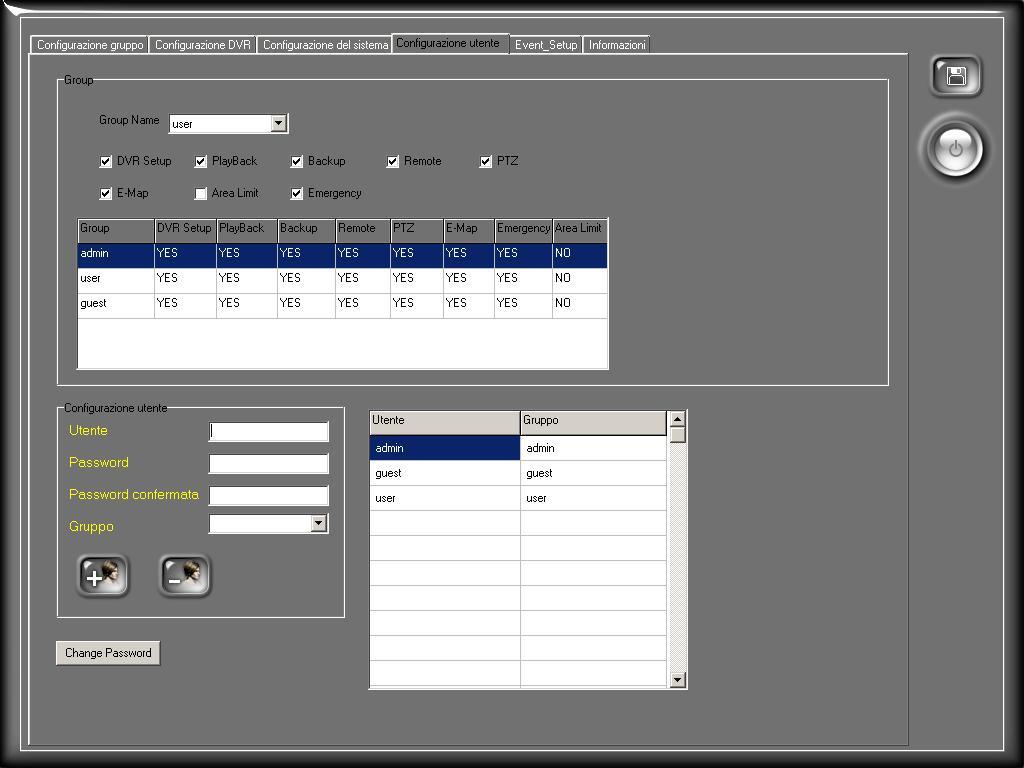 5.4 CONFIGURAZIONE UTENTE CMS supporta una semplice gestione della sicurezza. i.