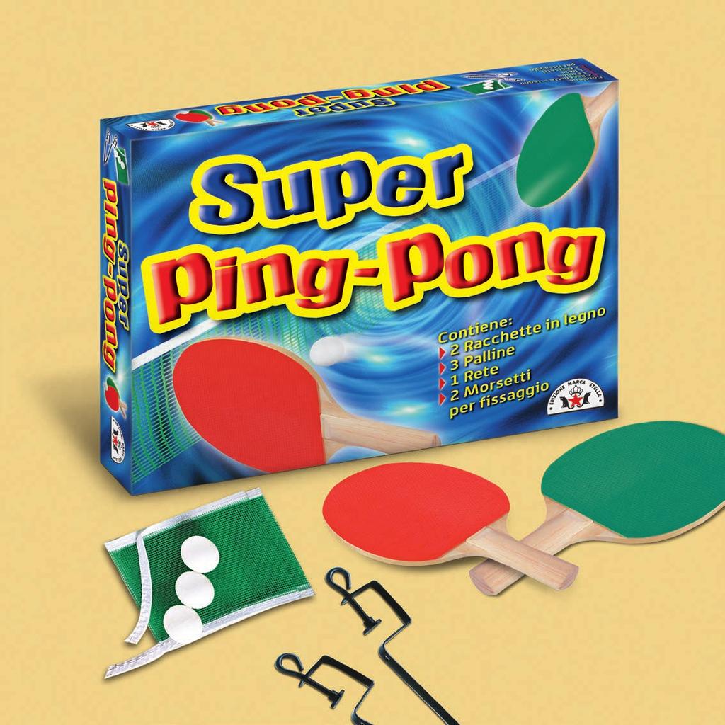 ART. 89 SUPER PING-PONG IN SCATOLA 2 Racchette in legno 3 Palline 1 Rete 2 Morsetti