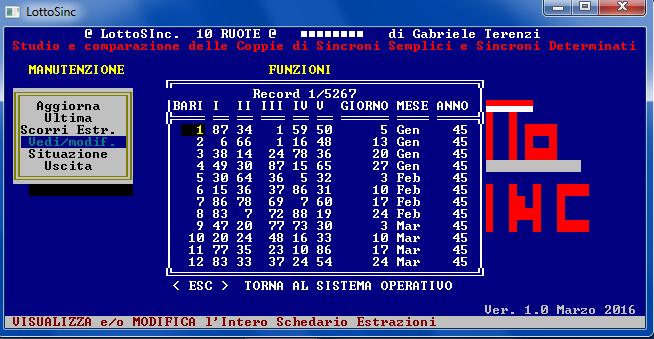 4. Vedi/Modif. Questa funzione è utile per correggere eventuali errori immessi nell'atto dell'aggiornamento degli schedari.