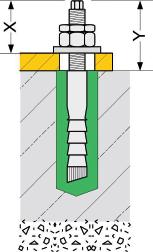 Attrezzature di Sollevamento Istruzioni per l utilizzatore Condizioni operative per collegamento con tasselli chimici con piastra di base standard o con contropiastra Lo spessore del pavimento in