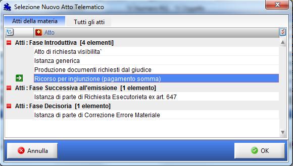 clic (la riga diventerà azzurra) Dall area Depositi Telematici in basso