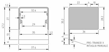 DATI TECNICI Dimensioni 37,4x47,2x37,2 mm Fori per viti 2 fori 4 mm Materiale Nylon PA6 Colore Ral 7035 1.4.5 Tamponi in PE espanso Tampone 40 x 45 mm (cod. M993) Tampone 30 x 40 mm (cod.