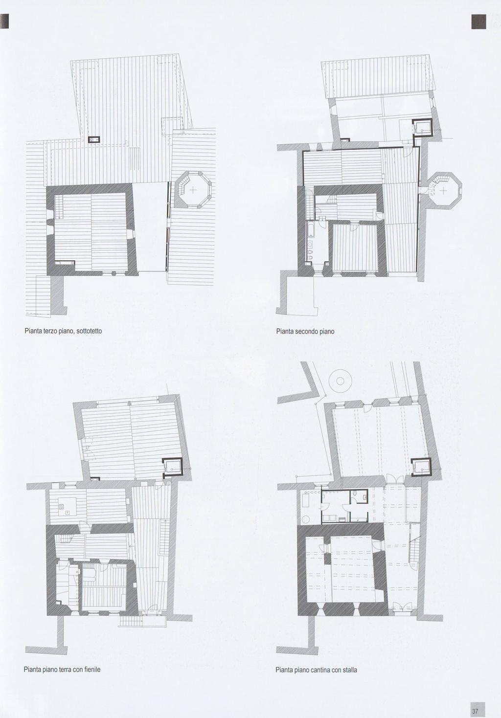 m y : Pianta terzo piano, sottotetto Pianta secondo piano L_