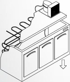 CELLA DA INCASSO MODELLO SYSTEM 1 BT STATICA CON SERPENTINA AFFOGATA E U.C. COLLEGATA caratteristiche tecniche Cella frigorifera in acciaio inox, interno cella in acciaio inox 18/10 AISI 304 e