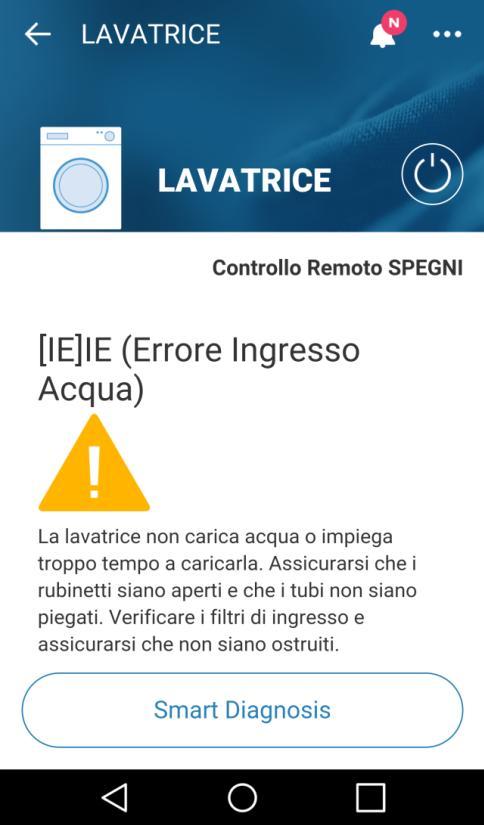 Diagnosi errore Sulla schermata dell app potremo visualizzare