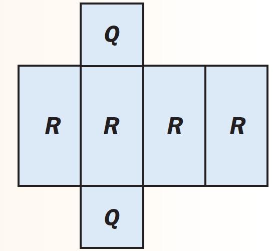 Alcuni esempi Il solido P è un prisma quadrangolare regolare, quindi è retto, le facce laterali sono 4 rettangoli R congruenti e le sue basi sono due quadrati