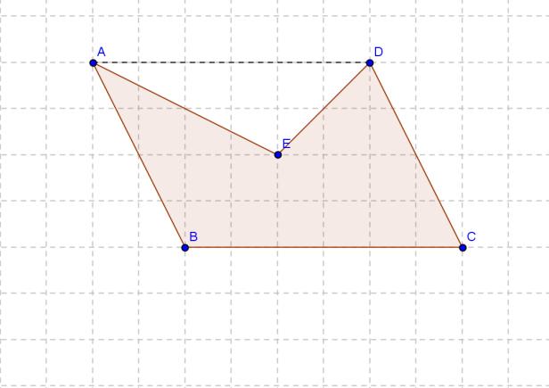 10) Nella figura quadrettata è rappresentato il poligono ABCDE; si sa che ogni quadretto ha lato di misura 20 cm a) Il poligono è concavo o convesso?