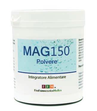 MAG150 Polvere Integratore alimentare utile in caso di ridotto apporto o di aumentato fabbisogno di Magnesio. FOTO Ingredienti: Magnesio carbonato, correttore d acidità: acido citrico.