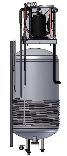strato (90 litri) Unità a pompa di calore Evaporatore a pacco alettato ad alta efficienza.