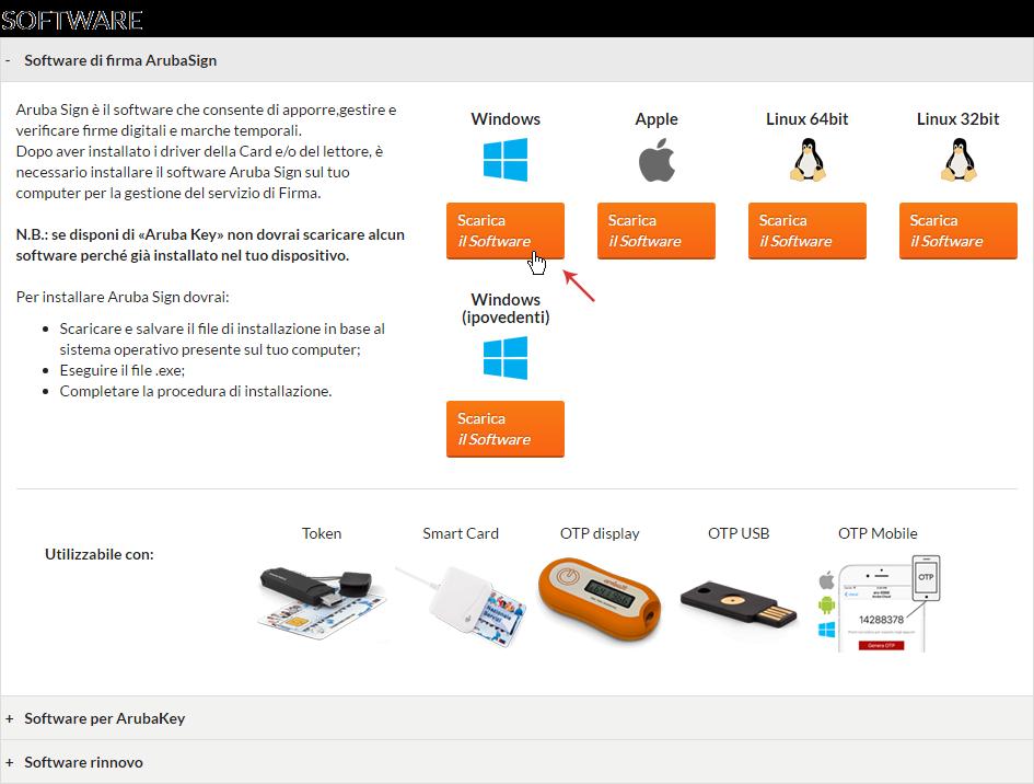 2.2 Installazione e avvio Software Aruba Sign Una volta eseguita l'attivazione del Kit di Firma Digitale Remota e la creazione del proprio Account, installare il Software