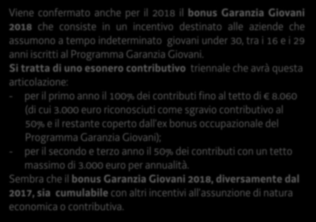 Bonus Garanzia Giovani 2018 (Legge di Bilancio 2018 n. 205 del 27 dicembre 2017 art.