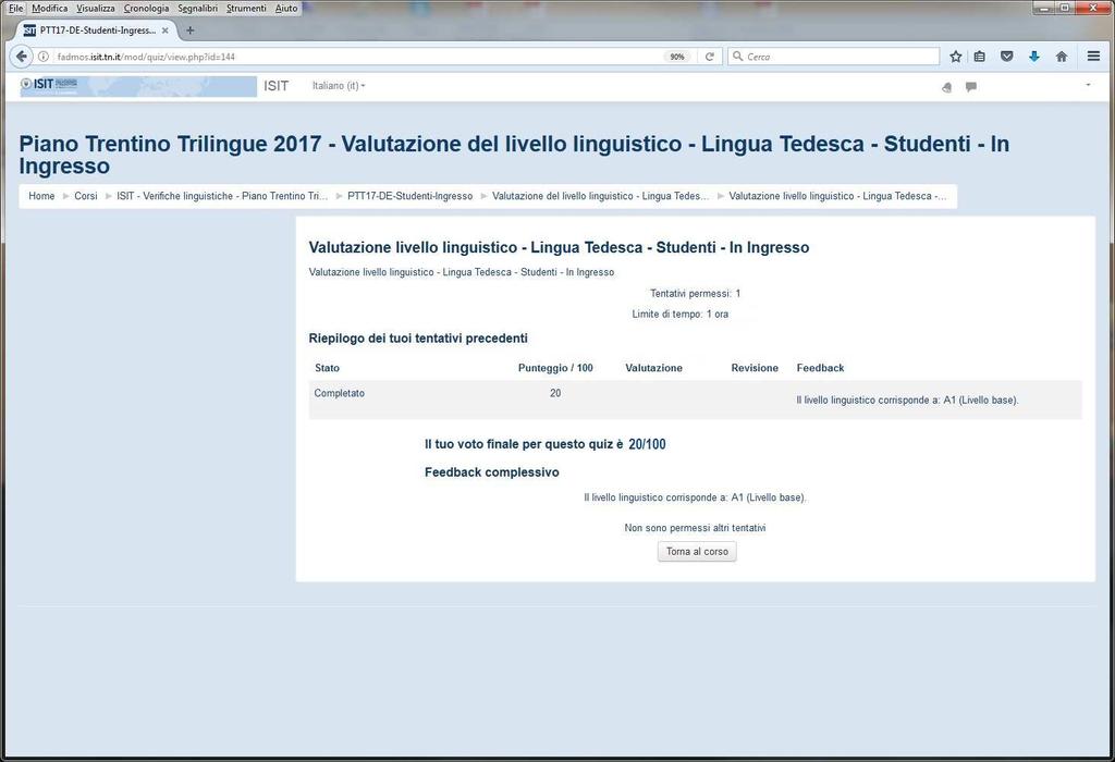 risposte al server. Per cui è possibile rispondere o modificare risposte già date esclusivamente fino a quando sarà disponibile del tempo rimasto.