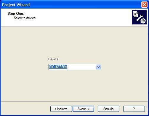 progetto (Project->Project Wizard):