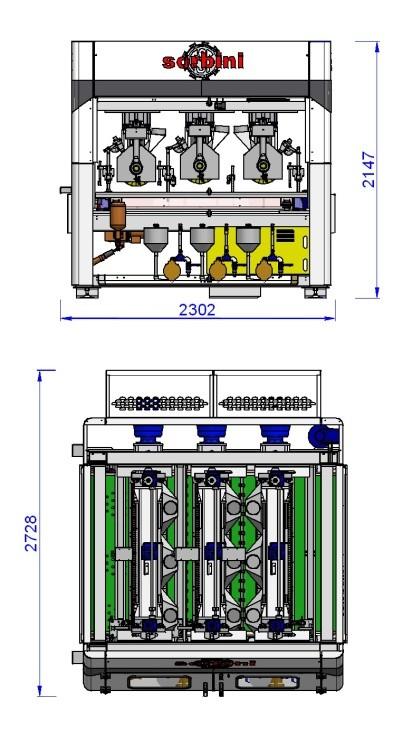 Il pulpito ed il quadro in armadio separato dalla macchina sono posti sul lato comandi in posizione accessibile ed al tempo stesso riparata dalla polvere.