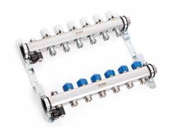 1.3 Collettore per circuito di riscaldamento EASYFLOW W- Collettore di mandata con misuratori di portata costante sul singolo circuito con possibilità di chiusura del collettori di mandata per ogni