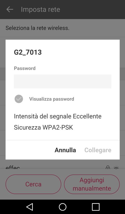 password e poi cliccare su COLLEGARE per