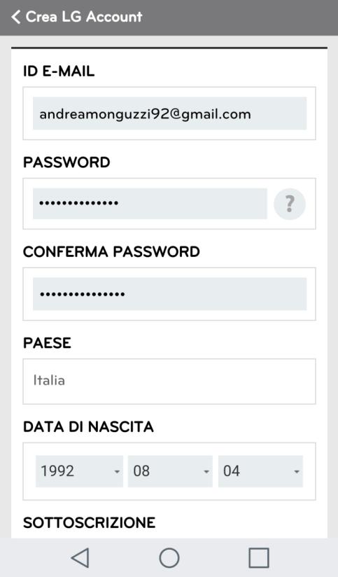 login con il nostro Account LG.