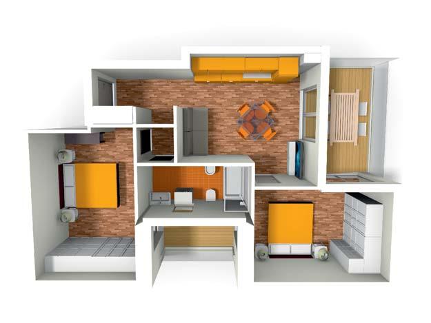 Tipologia C: appartamento di 65 mq