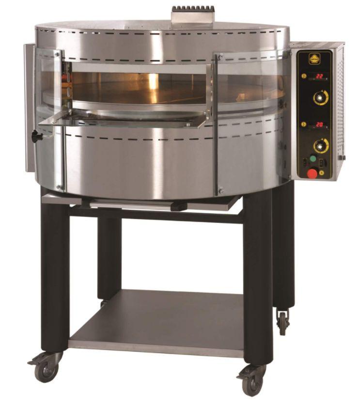 I FORNI A GAS ROTANTI RP 1 Nuovi forni per pizza a gas con piastra rotante in acciaio e illuminazione supplementare che offre un controllo visivo diretto sulla fase di cottura.