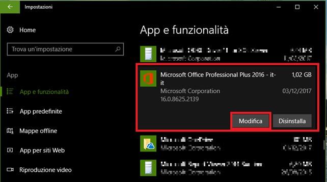Accedere all elenco delle applicazioni installate di Windows 10, secondo una delle seguenti procedure: menu Start, Sistema Windows, Pannello di Controllo, Programmi e funzionalità menu Start,