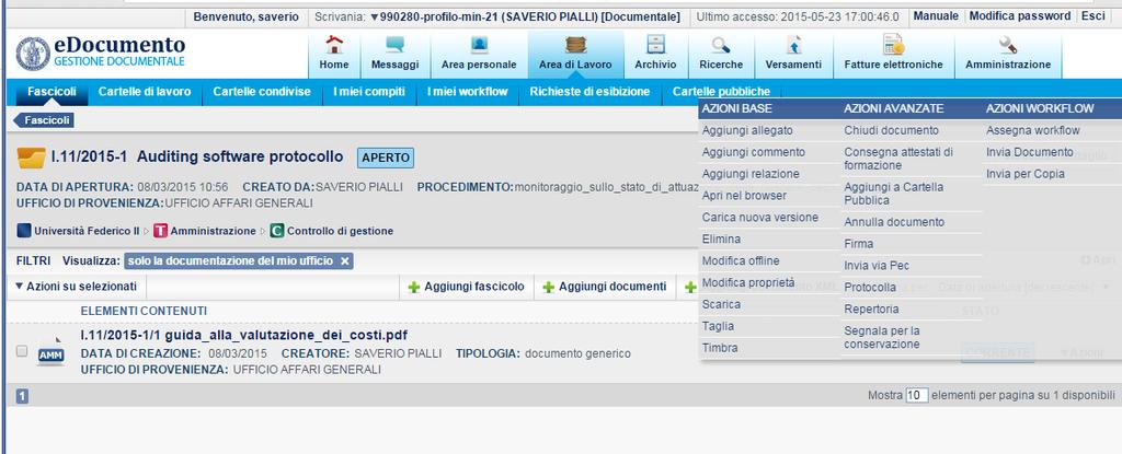 I fascicoli in edocumento edocumento consente di visualizzare il contenuto