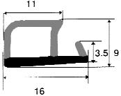 7 - TPE battuta: 3 mm dimensione cava: 3x6 mm 3.5 16.2 P220 6.6 10.
