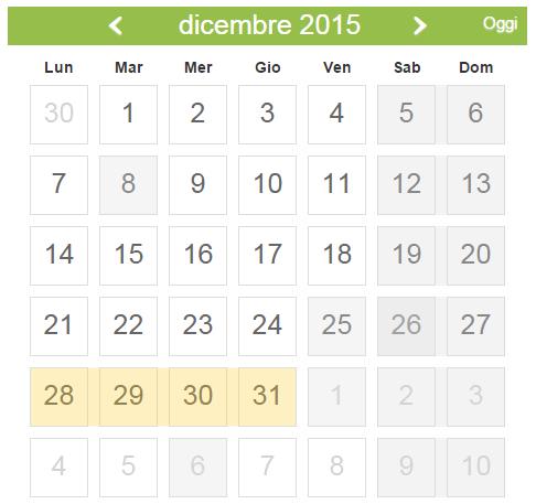 Tramite il calendario principale si può consultare le ferie già prenotate.