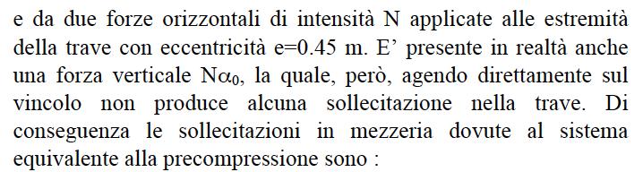 Il sistema Equivalente alla Precompressione: Esempio