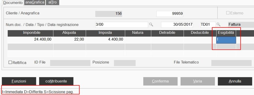 Data: accoglie la data di emissione del documento.