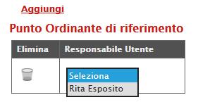 Figura 10: Scelta del Proprio Ruolo Per aggiungere un Punto Ordinante o un RUP di riferimento, fare click sul comando Aggiungi. Verrà quindi creata una riga sulla tabella sottostante.