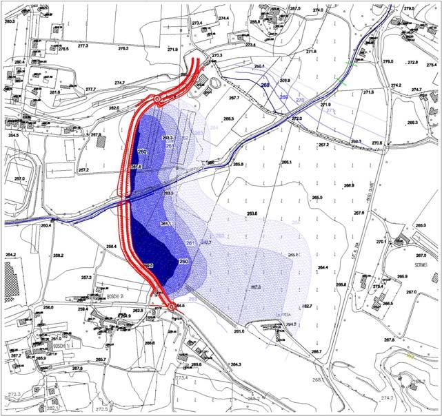 5.5 Proposta di variante della nuova circonvallazione EST Per prevenire ogni condizione di rischio anche per le abitazioni più sopra citate e per il nuovo edificio adibito ad agriturismo realizzato