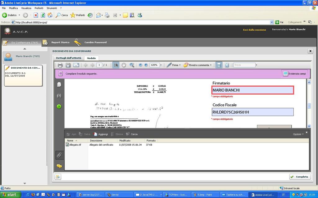 3.2 Lavorazione del documento Per iniziare la lavorazione di un documento sarà sufficiente cliccare con il mouse sul relativo riquadro.