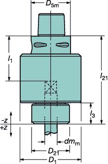 Dimensioni stelo maschio, Dimensioni in mm e pollici mm, pollici l 1 = lunghezza di programmazione Misura Refrigerante 3) min Max. min Max. D 5m D 1 D 21 1 l 3 l 21 l - z + z U Coppia, Nm 2) dm m k min.