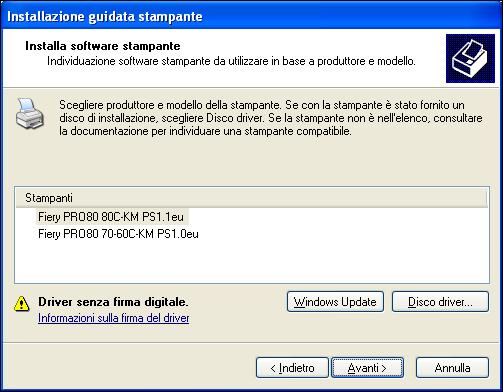 STAMPA DA WINDOWS 48 13 Dall elenco Stampanti, selezionare la stampante e fare clic su Avanti.