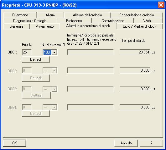 Funzioni di PROFINET 4.9 Sincronismo di clock Proprietà CPU 1.