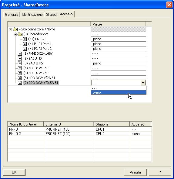 Funzioni di PROFINET 4.7 Shared Device Assegnazioni di sottomoduli L assegnazione di sottomoduli deve essere eseguita separatamente per ogni stazione.