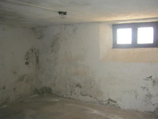 Fenomeni di umidità interstiziale e superficiale delle pareti con cedimento degli intonaci sono altresì evidenti nelle murature delle cantine, al piano interrato dell edificio (vds. foto 22).