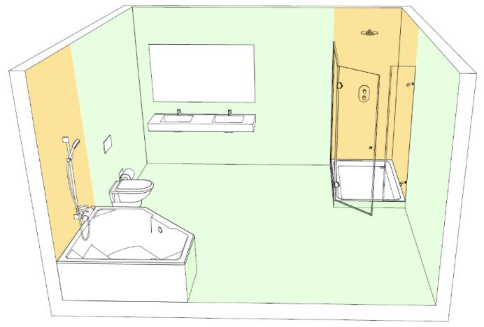 pavimento Pareti di docce (case d abitazione o camere d albergo) Pareti sopra vasche da bagno, con o senza doccia Superfici davanti a vasche da bagno e piatti
