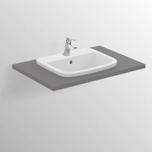 119,500 0146549 Lavabo con foro centrale per la rubinetteria aperto. Per installazione ad incasso soprapiano su mobile.