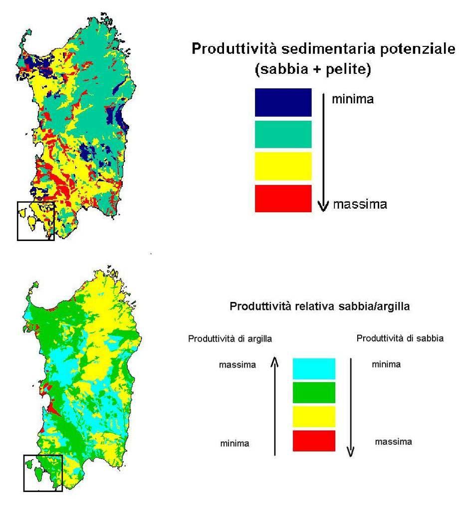 Foto 6: produttività sedimentarie potenziali (modificato da Brondi et al.