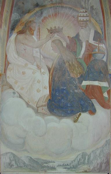 Affresco principale della cappella della Trinità raffigurante l'iincoronazione della Madonna