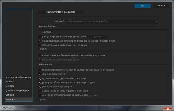 Preferenze Preferenze generali Aspetto Elementi multimediali Metadati Memoria Sincronizza impostazioni Per aprire la finestra di dialogo Preferenze, scegliete Modifica > Preferenze (Windows) o Adobe