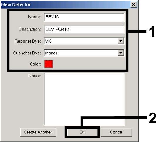 Quencher DNA di EBV FAM none Controllo interno (EBV TM IC) VIC none Per creare questi rilevatori selezionare l'opzione File che si trova in basso a sinistra nel Detector Manager e di seguito l