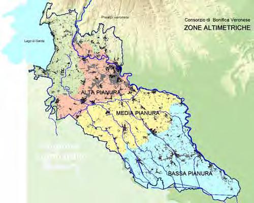 Il Comprensorio è suddivisibile in tre grandi ZONE, l alta pianura veronese, il territorio della media bassa pianura veronese e il territorio delle Valli Grandi Veronese.