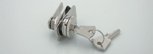 Art. 185 Serratura scorrevole doppia antina di cristallo Funzionamento: La chiave inserita serve solo per sbloccare la rotazione del pomolo. Disinserendo la chiave il pomolo ruota.