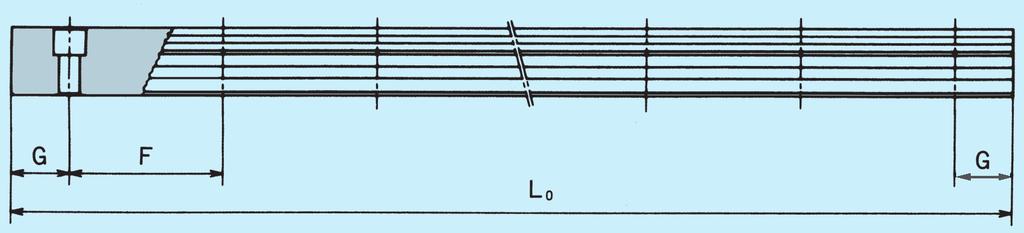 Lunghezze standard delle rotaie LM Le lunghezze standard e massime in unico pezzo delle rotaie LM per il tipo HR sono riportate alla tabella 5.