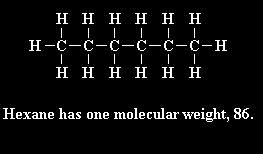 Peso Molecolare non polimerico La molecola non è più esano. E eptano!
