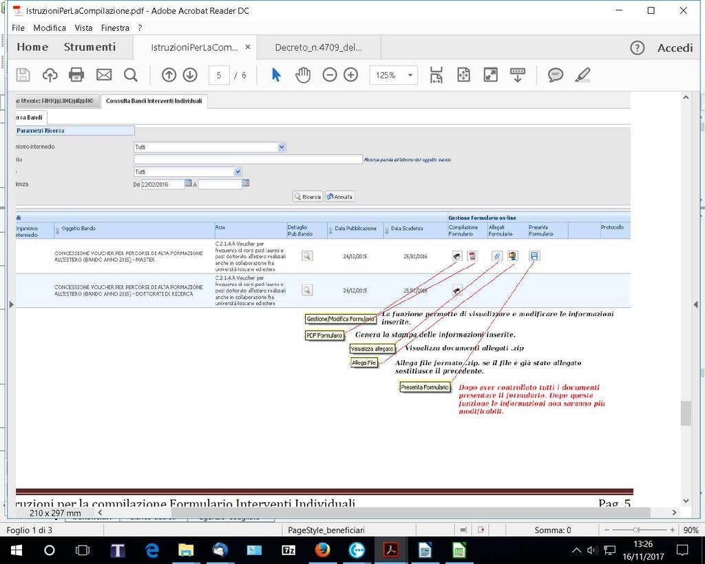 Verifica del formulario inserito e inserimento allegati: Per preparare la documentazione da inserire nel file.