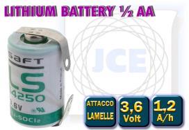 Max corrente di scarica 35mA IL250312 BAT+PAG.LITIO 1/2AA 25X15 3.6V IL250150 BATT.LITIO C.S.HORIZ.